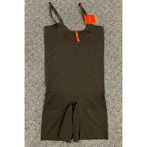 NWT Spanx Sculp Open Bust Mid Thigh Bodysuit Black Large L New
